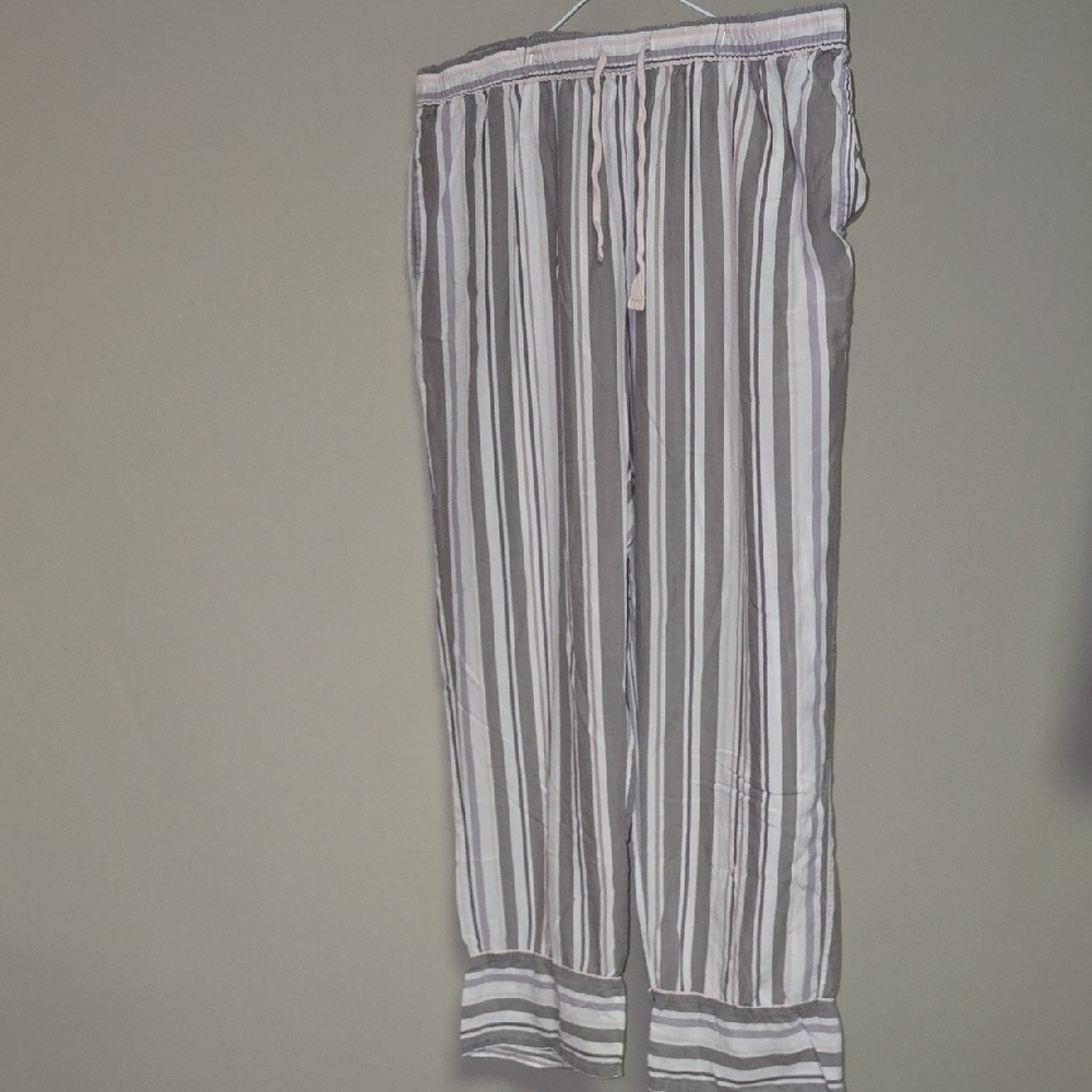 Stars Above Gray and White Striped Joggers
